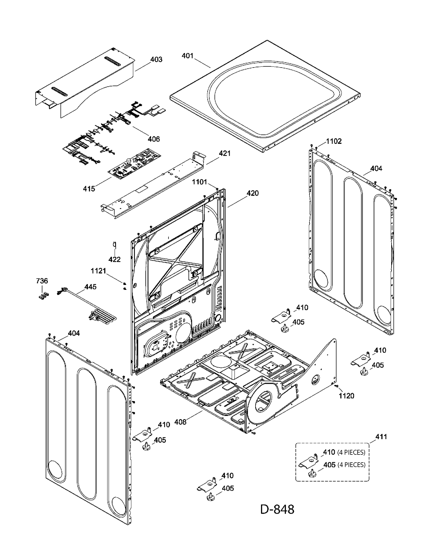 CABINET Diagram and Parts List for GFMN120ED0WW  General Electric Dryer