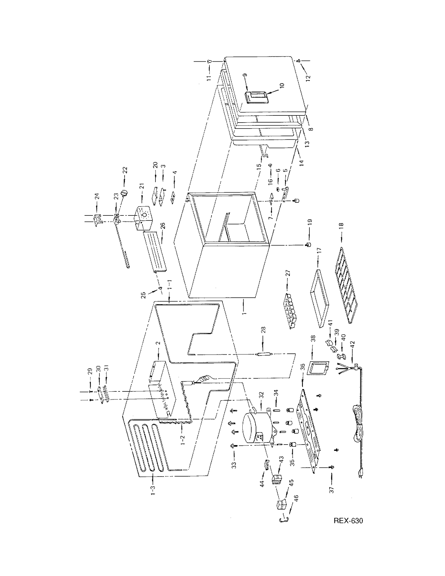 CABINET & SYSTEM GROUP Diagram and Parts List for 30180  General Electric Refrigerator