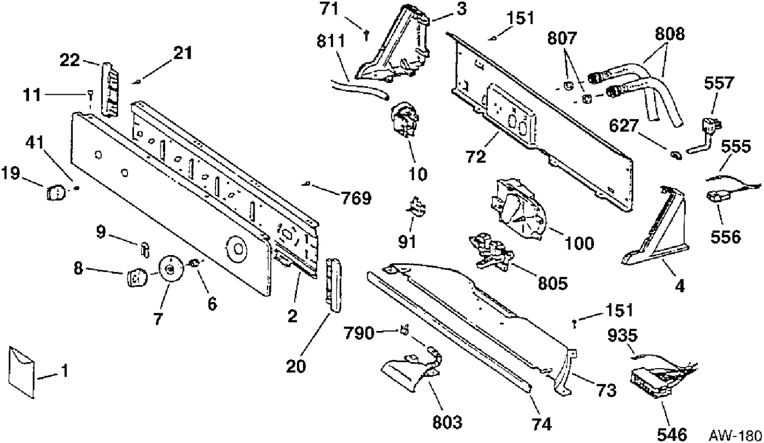CONTROL PANEL Diagram and Parts List for XBXR2070TAWB  General Electric Washer
