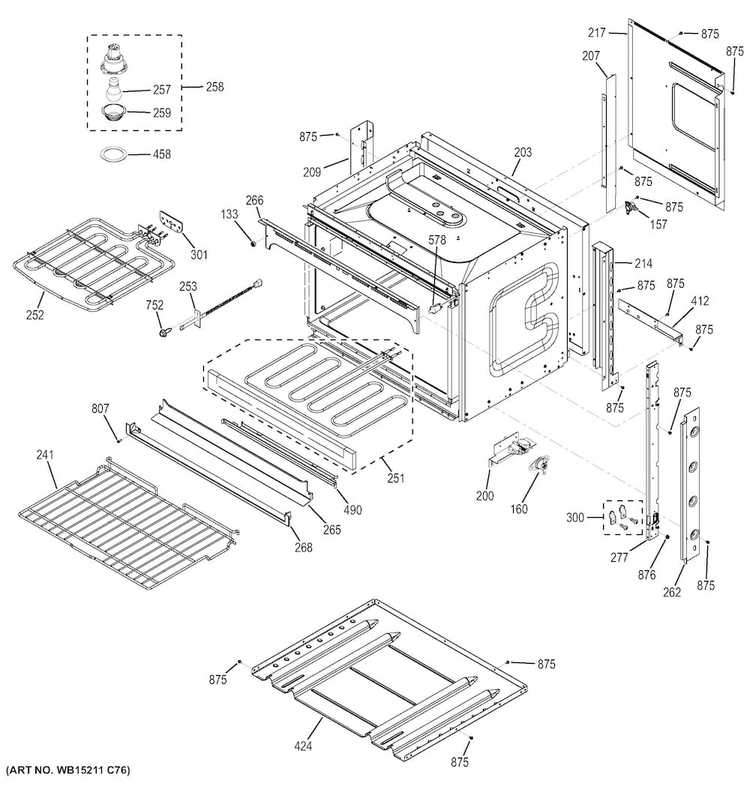 Body Parts Diagram and Parts List for JT1000SF3SS  General Electric Wall Oven