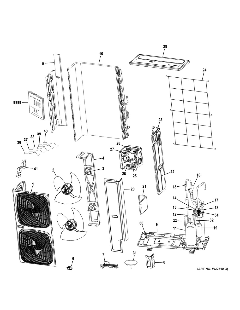 Room Air Conditioner Diagram and Parts List for ASH4248UCDDA1  General Electric Air Conditioner