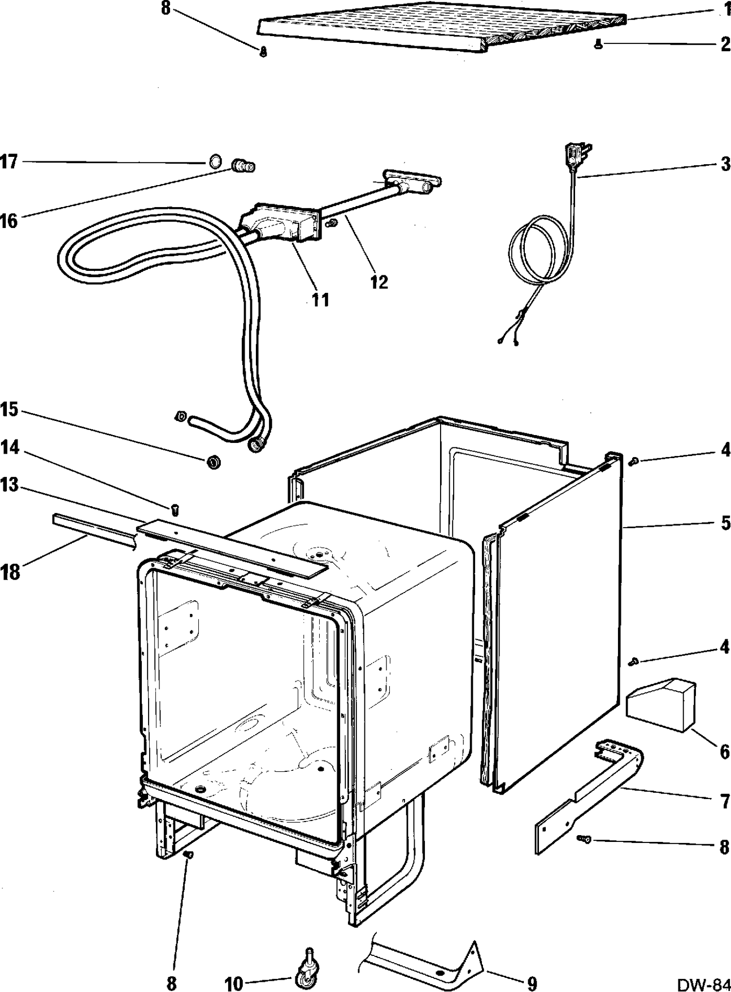 WRAPPER & HOSE Diagram and Parts List for MRC3210KW148  General Electric Dishwasher