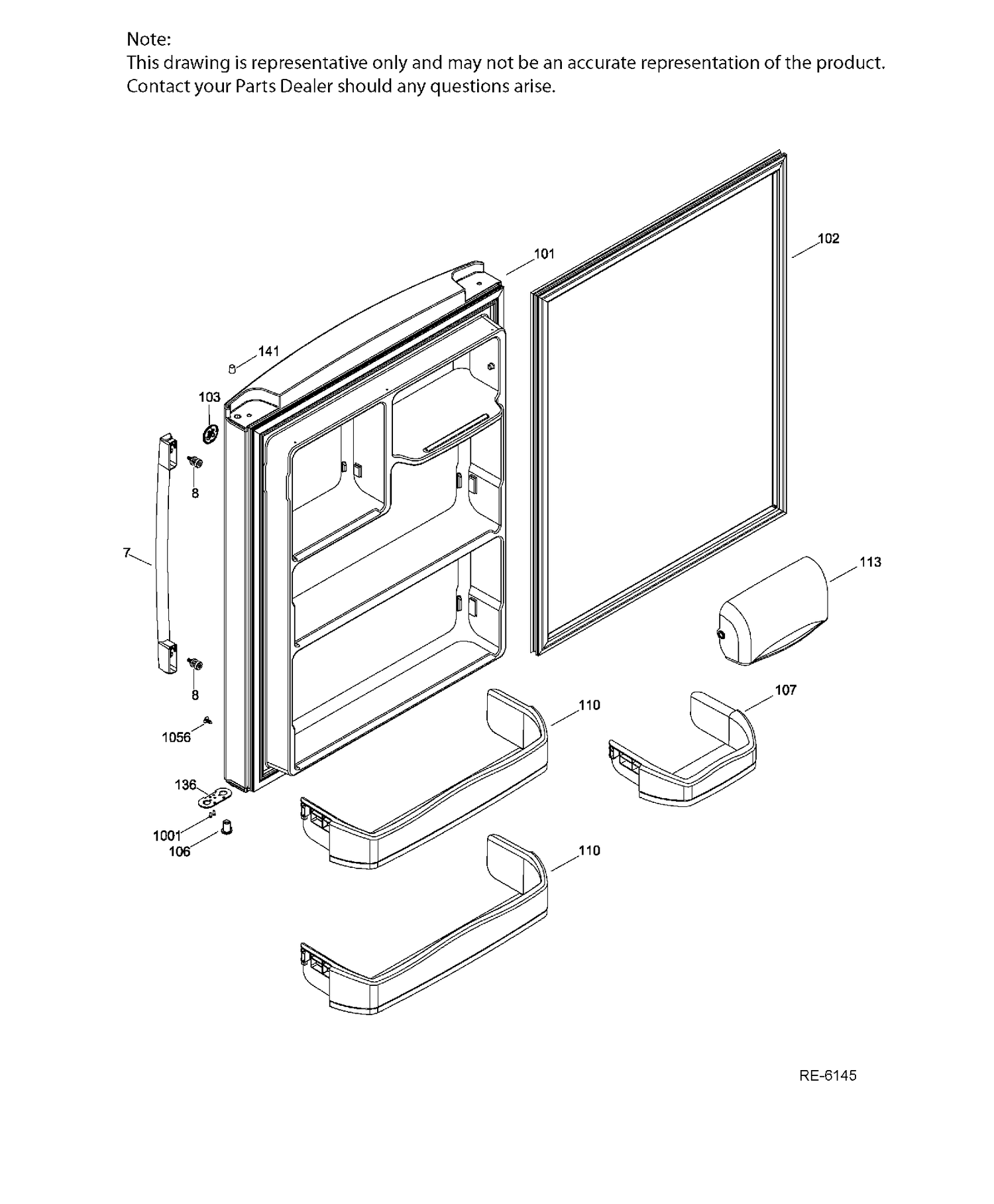 FF DOOR Diagram and Parts List for GBR20DTEBRBB  General Electric Refrigerator