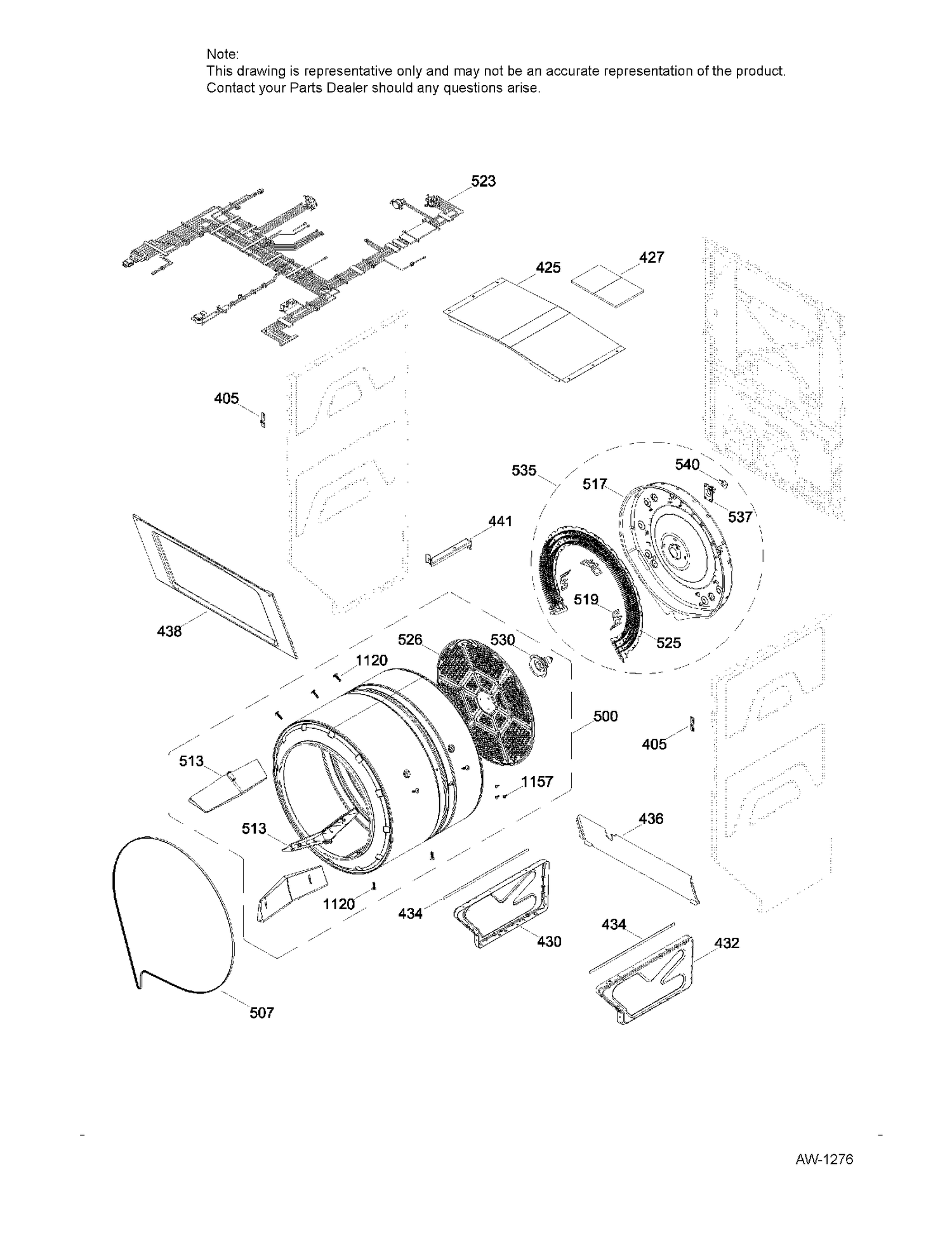 CABINET & DRUM DRYER Diagram and Parts List for GUD27ESMJ1WW  General Electric Dryer