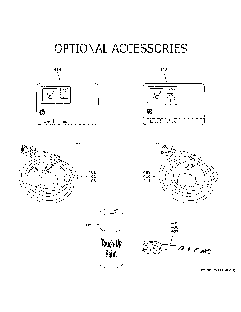 Optional accessories Diagram and Parts List for AZ65H12DABW7  General Electric Air Conditioner