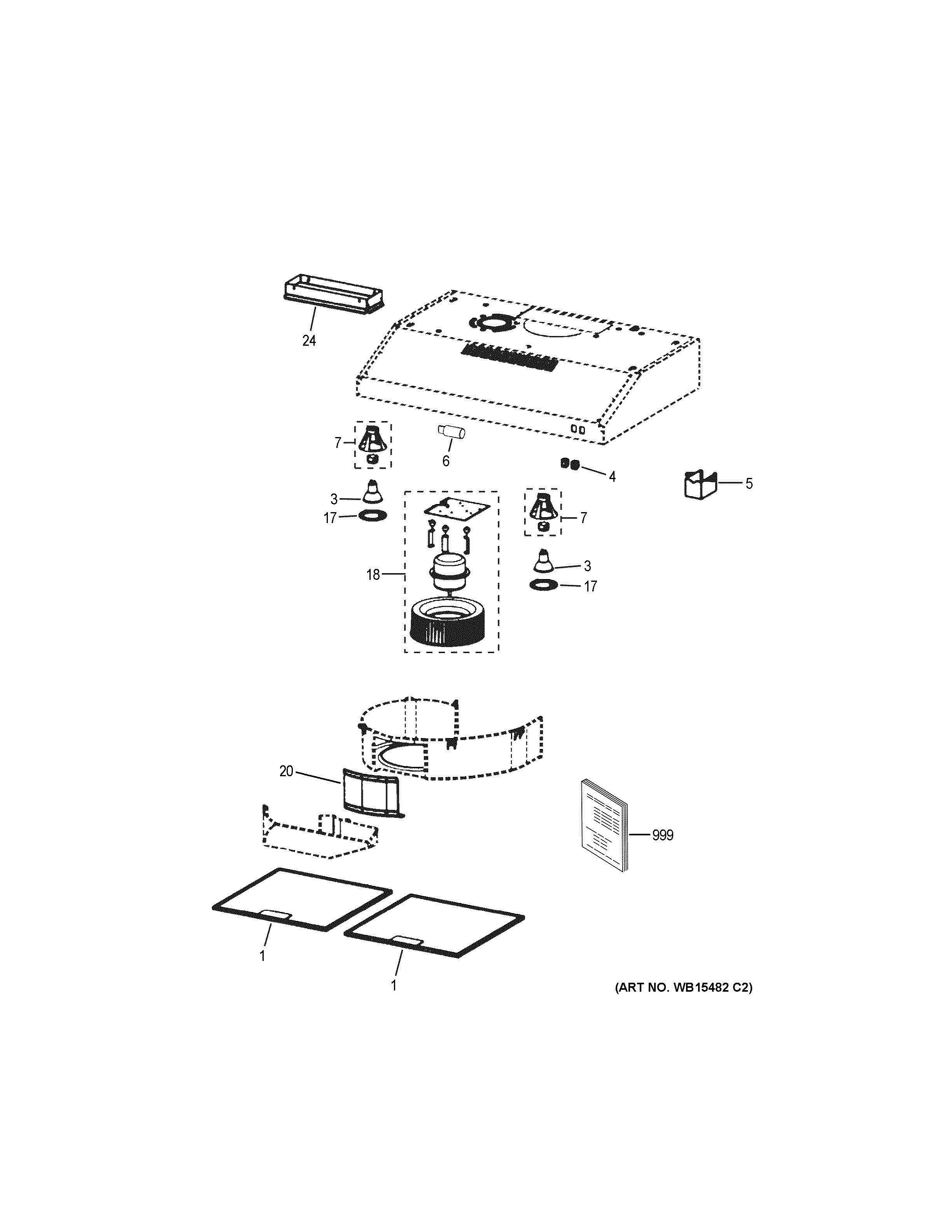 RANGE HOOD Diagram and Parts List for JVX5305EJ2ES  General Electric Range Hood