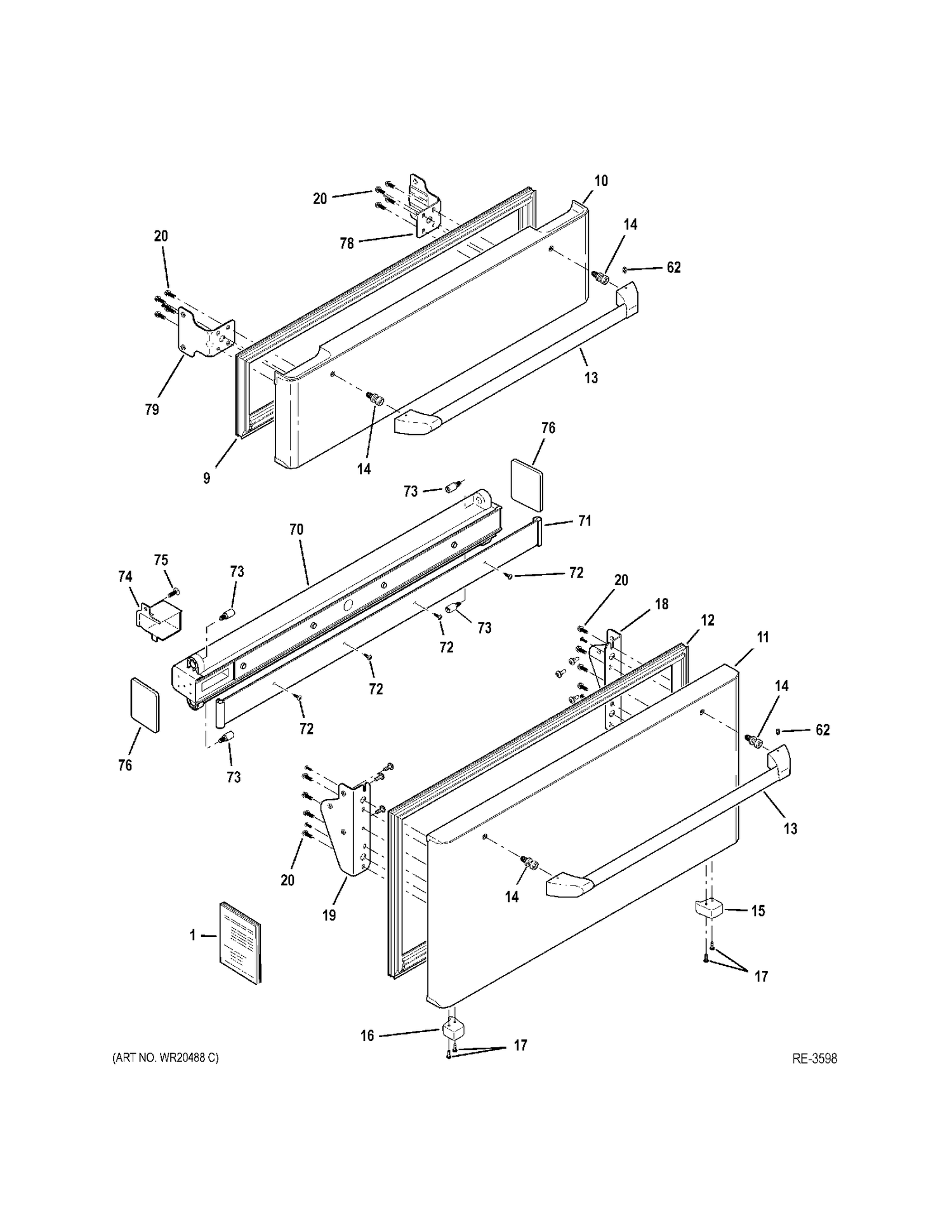 FZ DOOR Diagram and Parts List for ZFGB21HYDSS  General Electric Refrigerator
