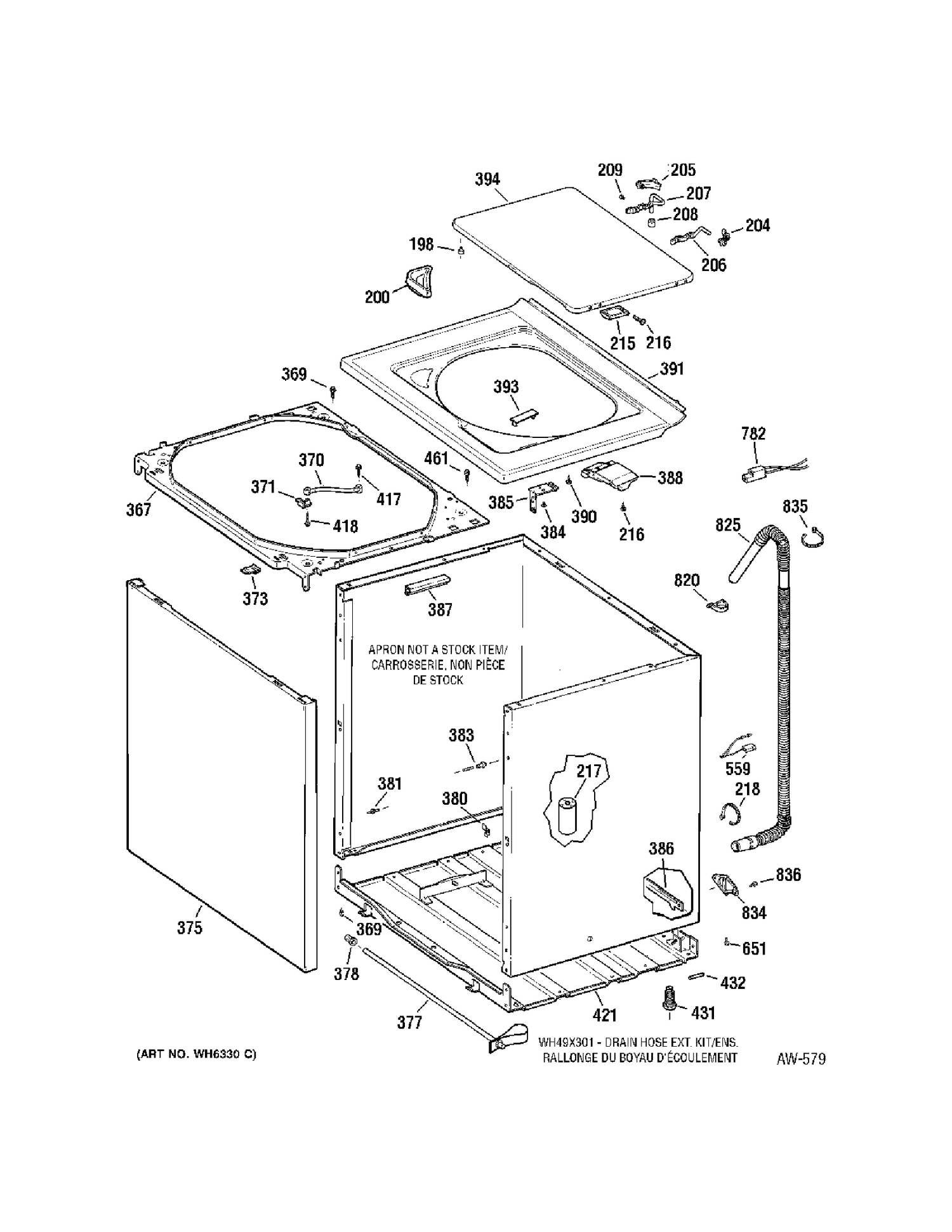 CABINET Diagram and Parts List for GCXRP090D5WW  General Electric Washer