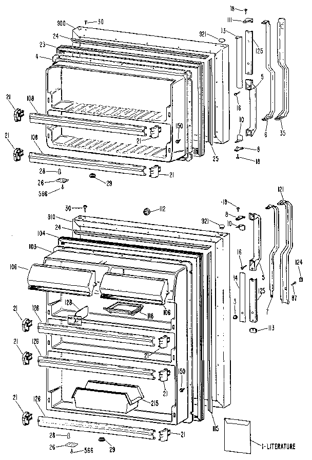 Door Diagram and Parts List for TBX24TLR  General Electric Refrigerator