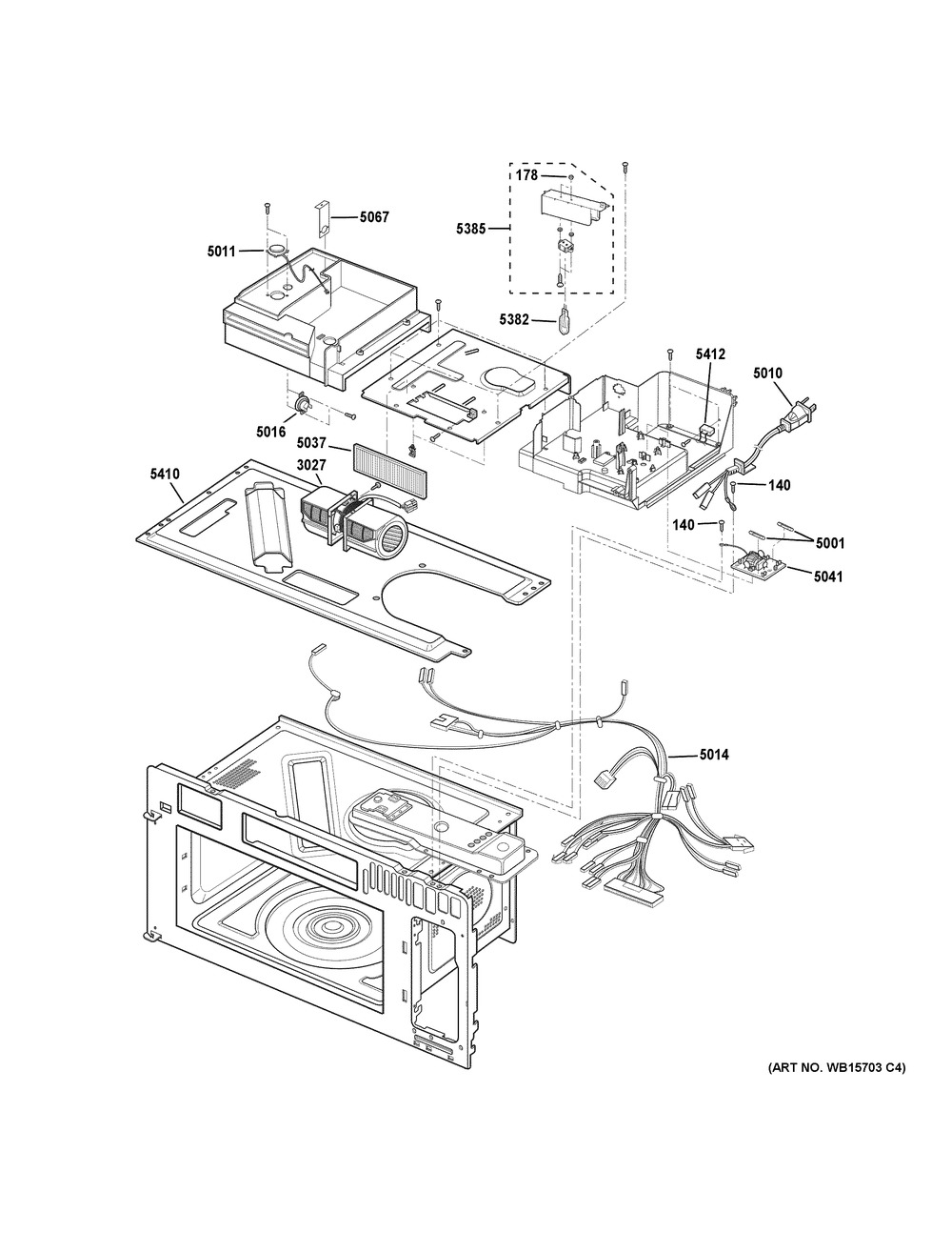 Interior Parts (2) Diagram and Parts List for CVM517P4R2W2  General Electric Microwave