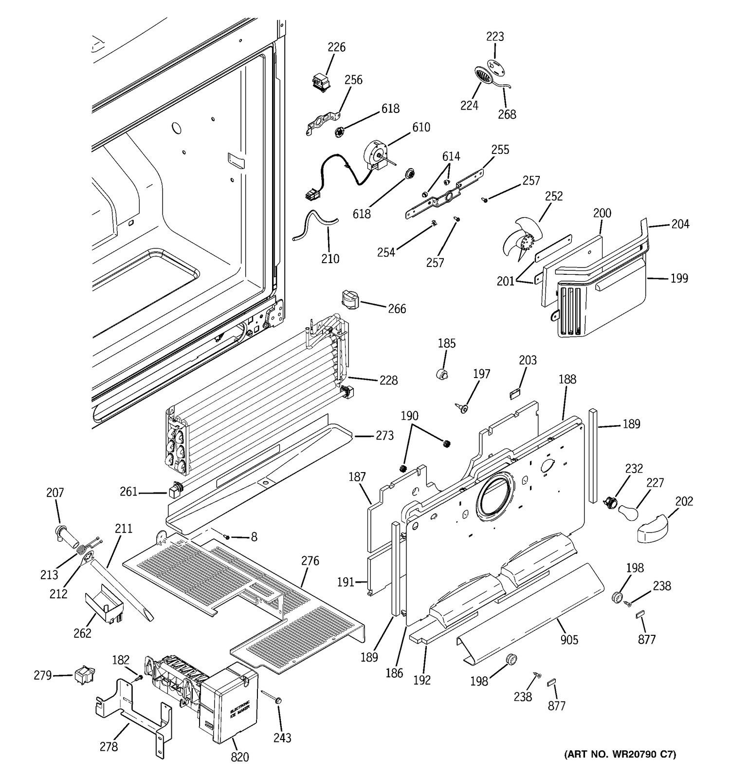 FREEZER SECTION Diagram and Parts List for ZFGB21HZJSS  General Electric Refrigerator