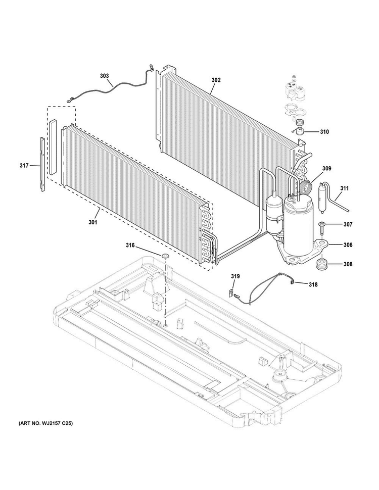 Sealed System Diagram and Parts List for AZ45E07DABW2  General Electric Air Conditioner