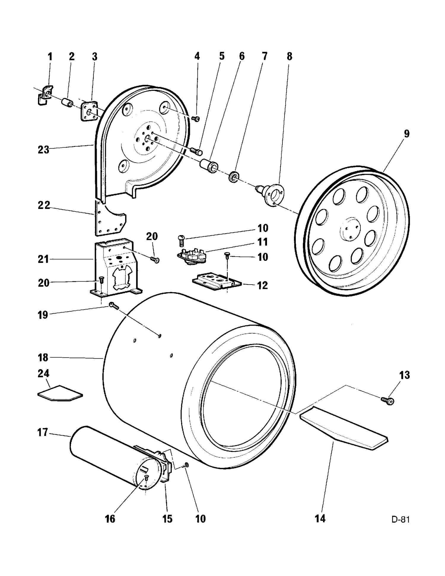 DRUM & DUCT Diagram and Parts List for MDG400L*119  General Electric Dryer