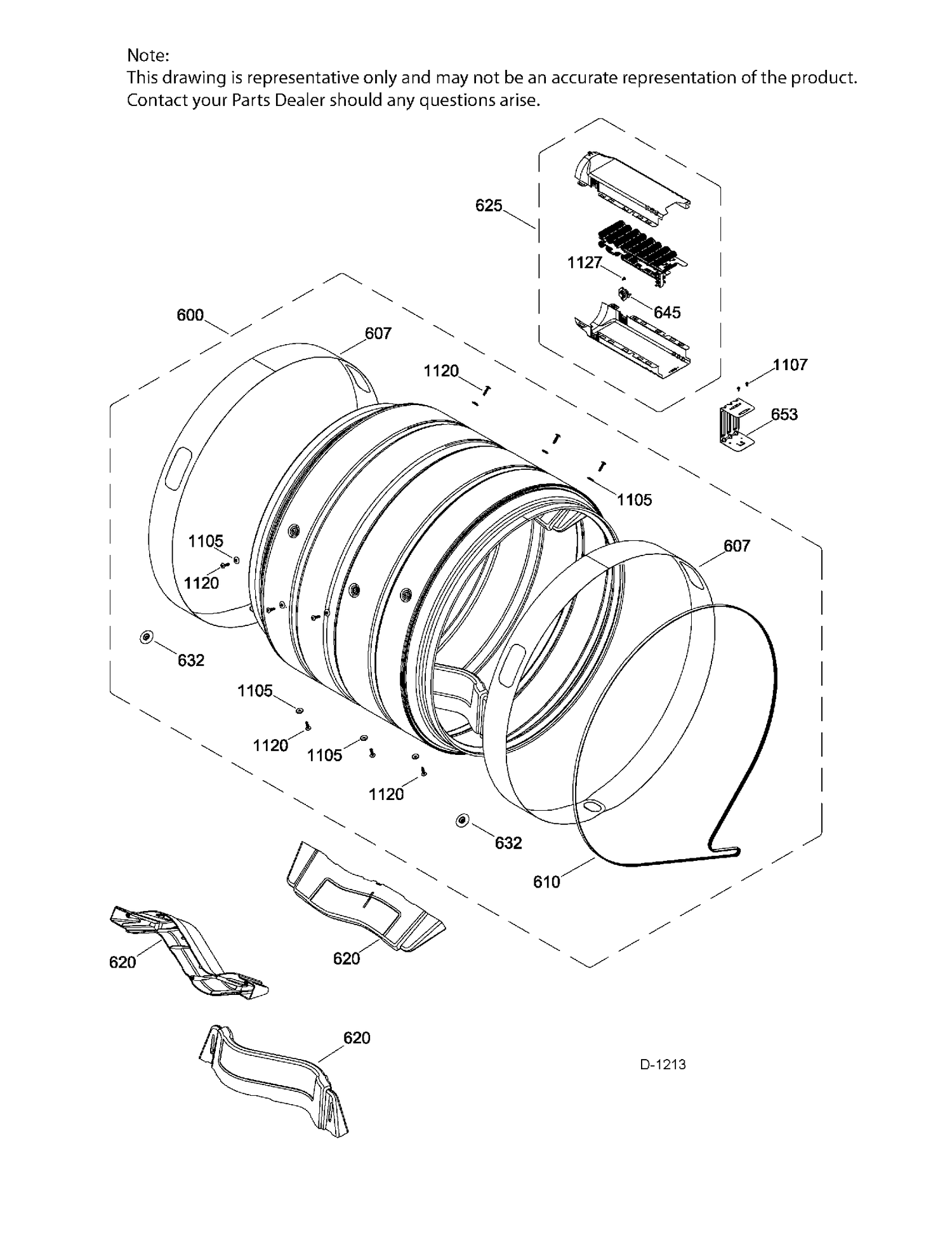 DRUM ASM Diagram and Parts List for GTMS855ED1MC  General Electric Dryer