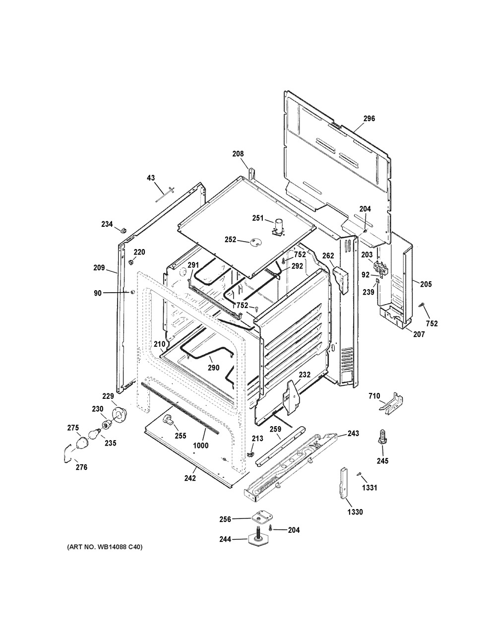 Body Parts Diagram and Parts List for RBS360DM3WW  General Electric Range