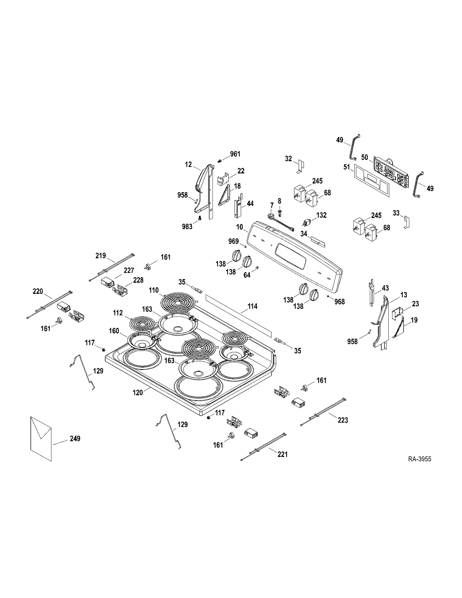 CONTROLS-COOKTOP Diagram and Parts List for JCBP35SP3SS  General Electric Range