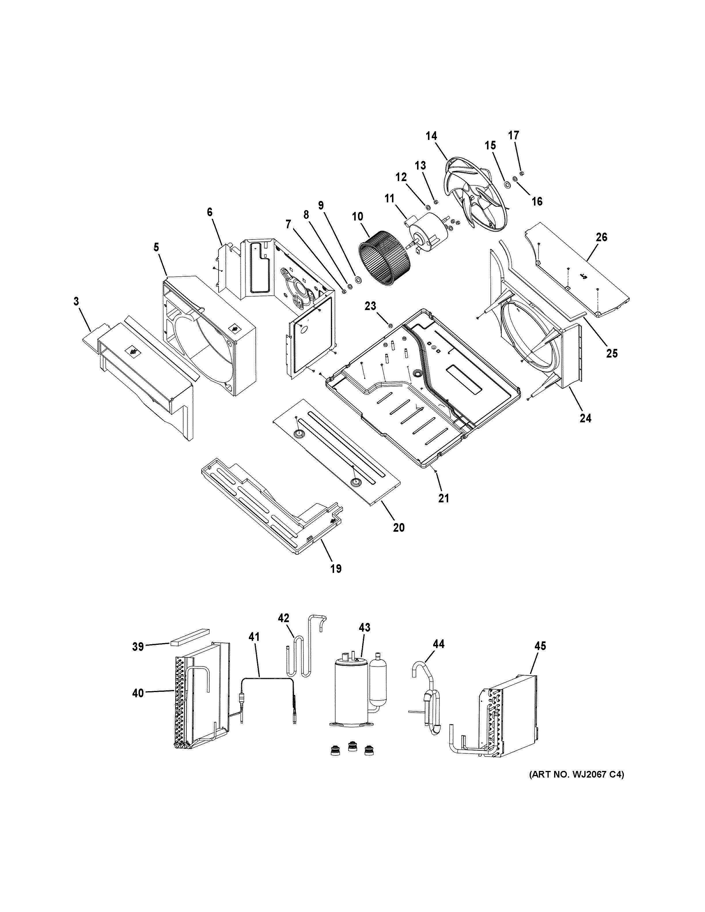 BASE PAN UNIT PARTS Diagram and Parts List for AEH24DXL1  General Electric Air Conditioner