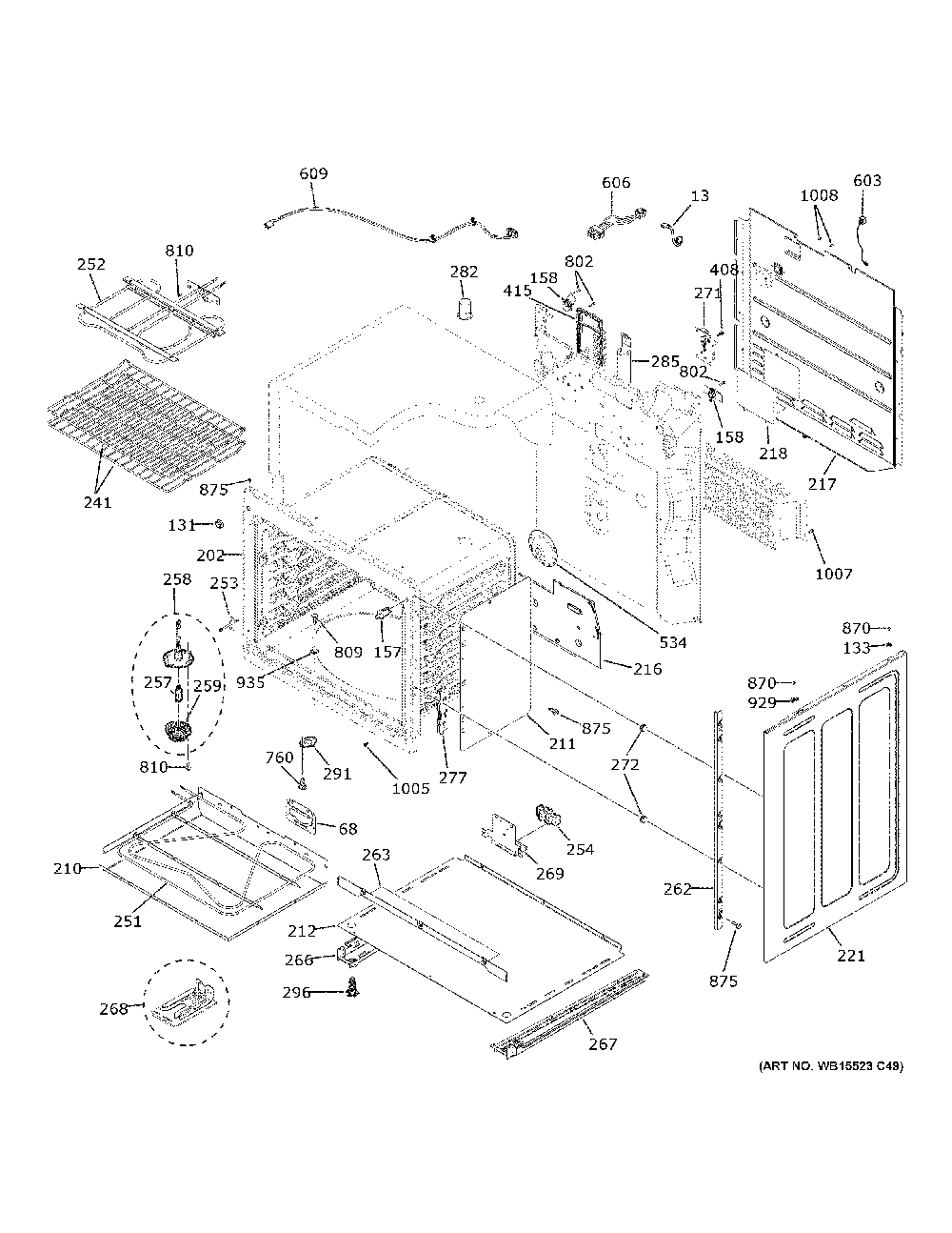 Lower Oven Diagram and Parts List for JSS86SP7SS  General Electric Range