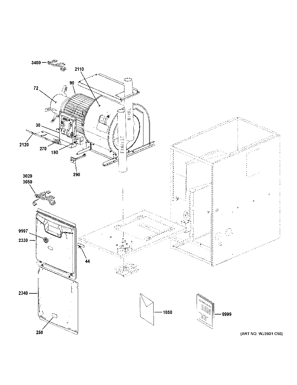 Cabinet Diagram and Parts List for NF80D070T3A52  General Electric Furnace