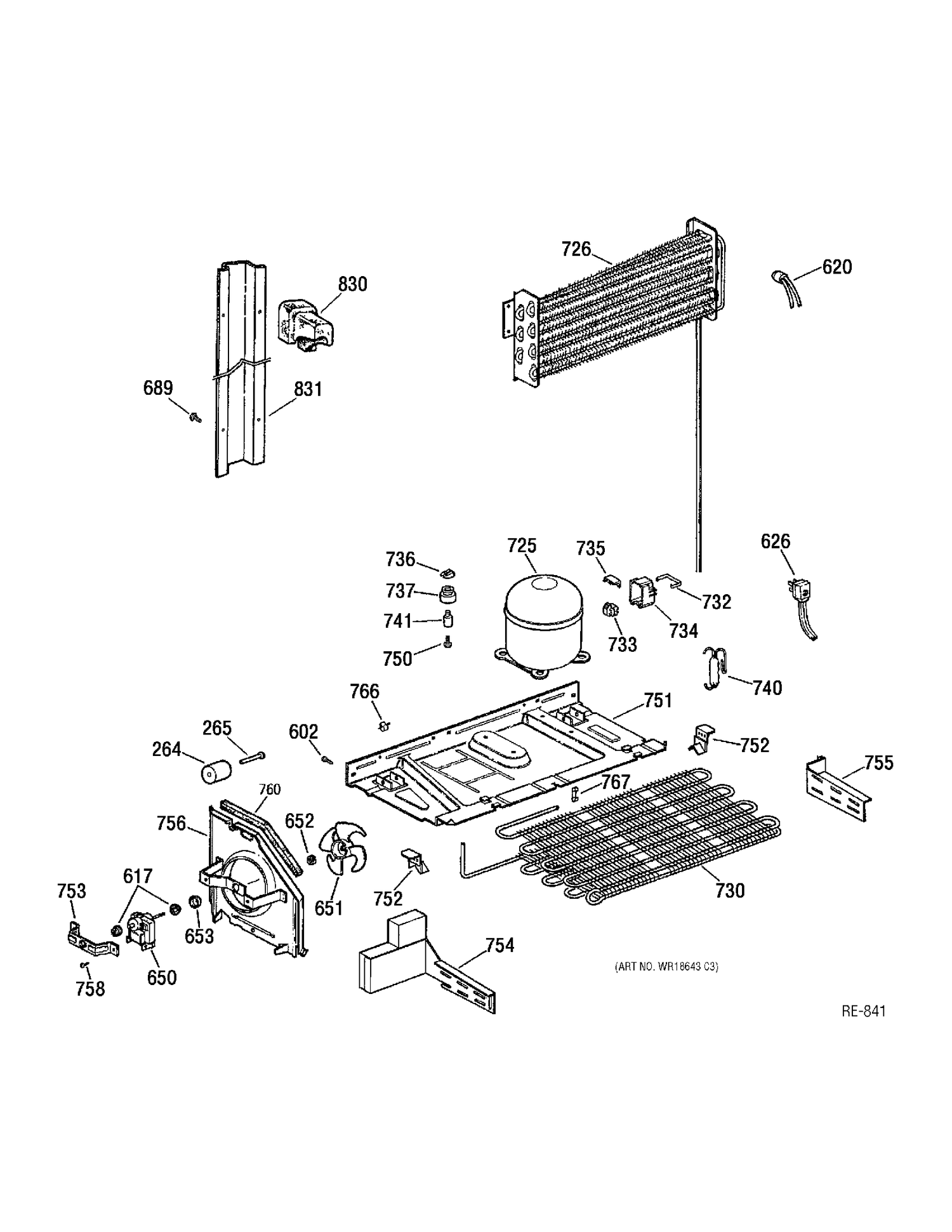 SYSTEM GROUP Diagram and Parts List for TBX22PRBSRWW  General Electric Refrigerator