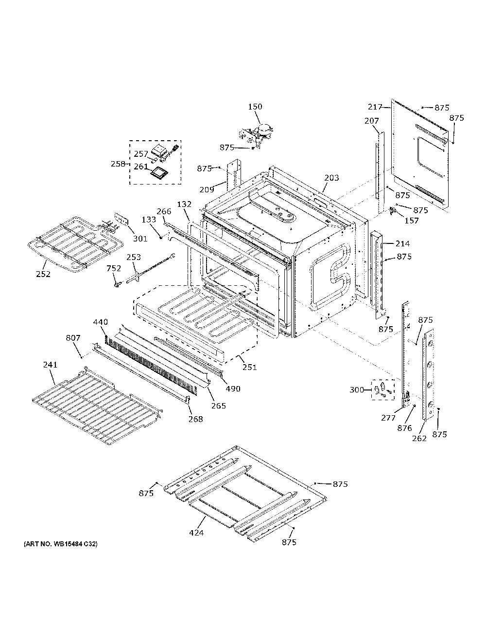 Body Parts Diagram and Parts List for JKS3000DN2WW  General Electric Wall Oven