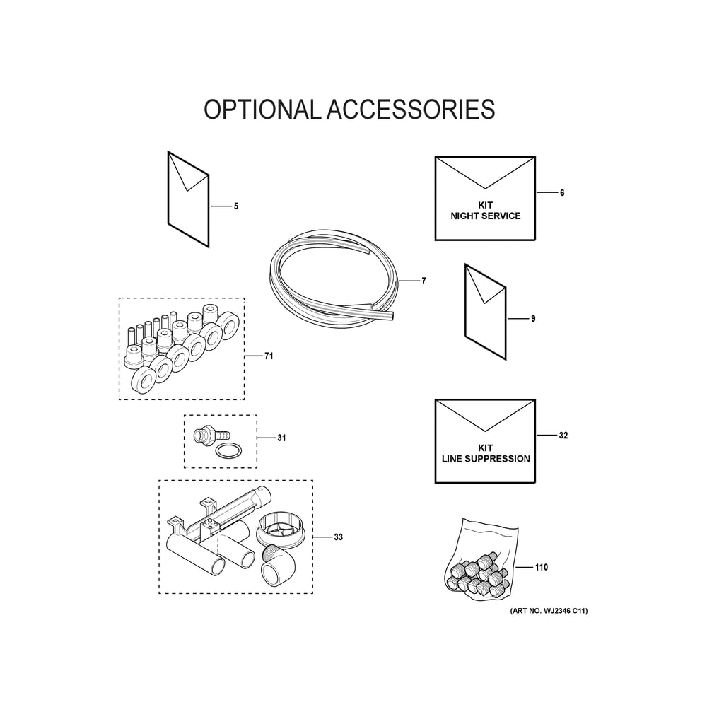 Optional Accessories 2 Diagram and Parts List for NF98U070M3B01  General Electric Furnace
