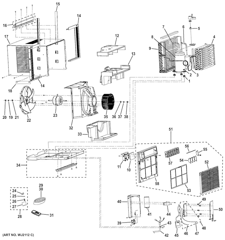 Room Air Conditioner Diagram and Parts List for AEL10ASH1  General Electric Air Conditioner
