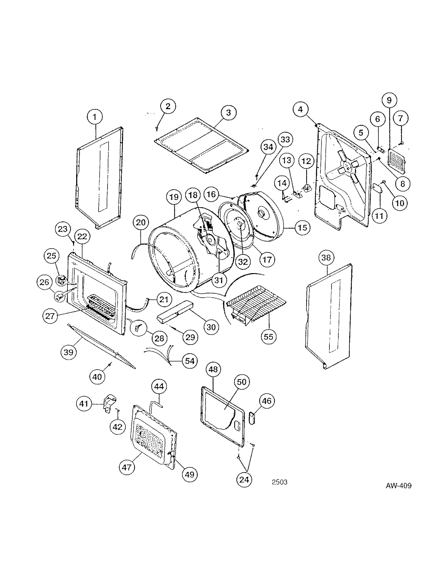 CABINET Diagram and Parts List for 52270-W0  General Electric Washer