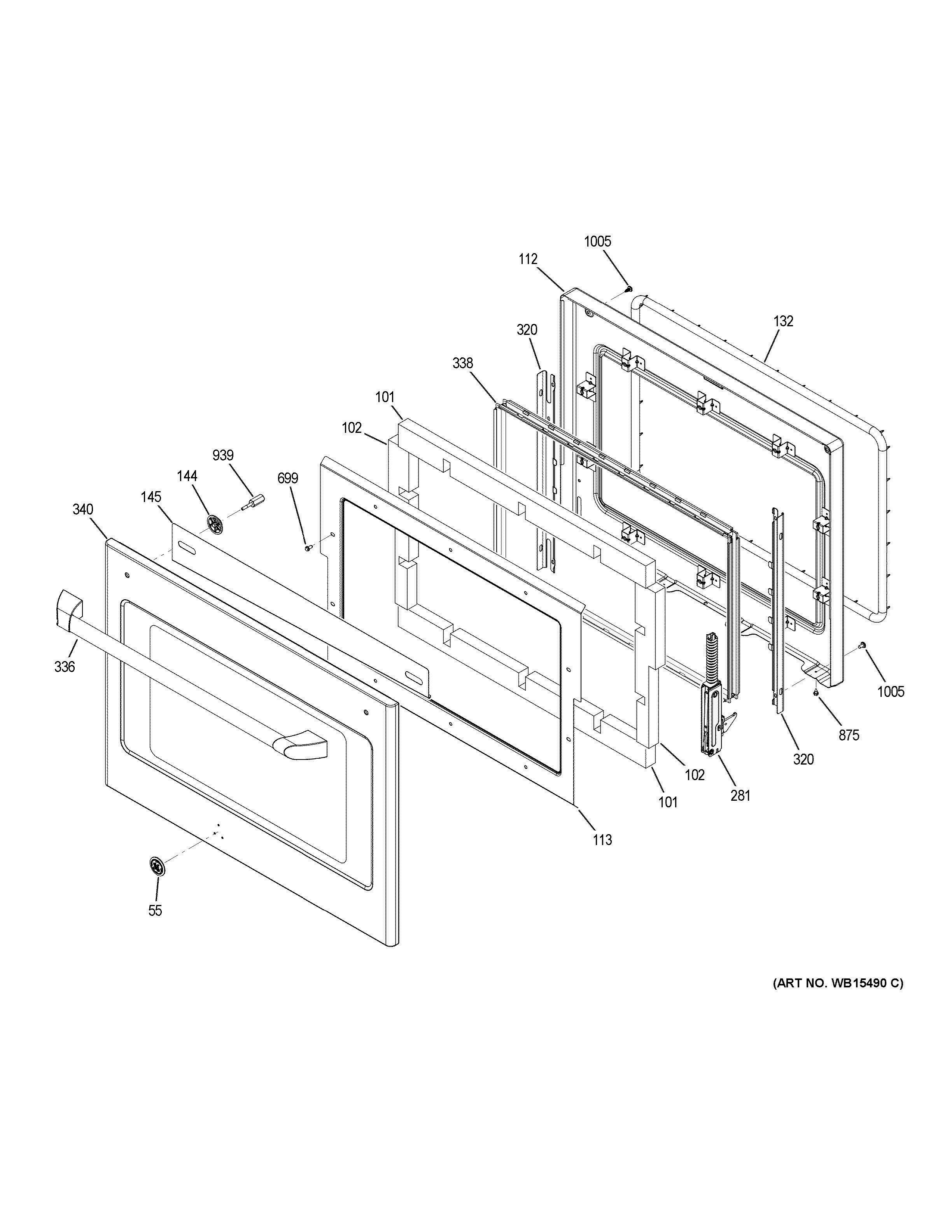 LOWER DOOR Diagram and Parts List for CT9570SL2SS  General Electric Range
