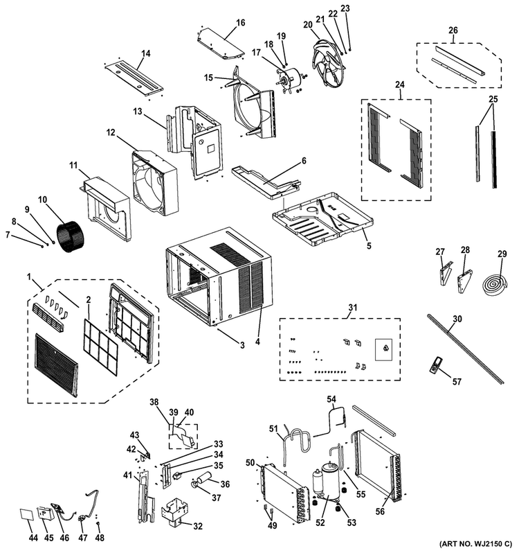 Room Air Conditioner Diagram and Parts List for AEM18DTL1  General Electric Air Conditioner