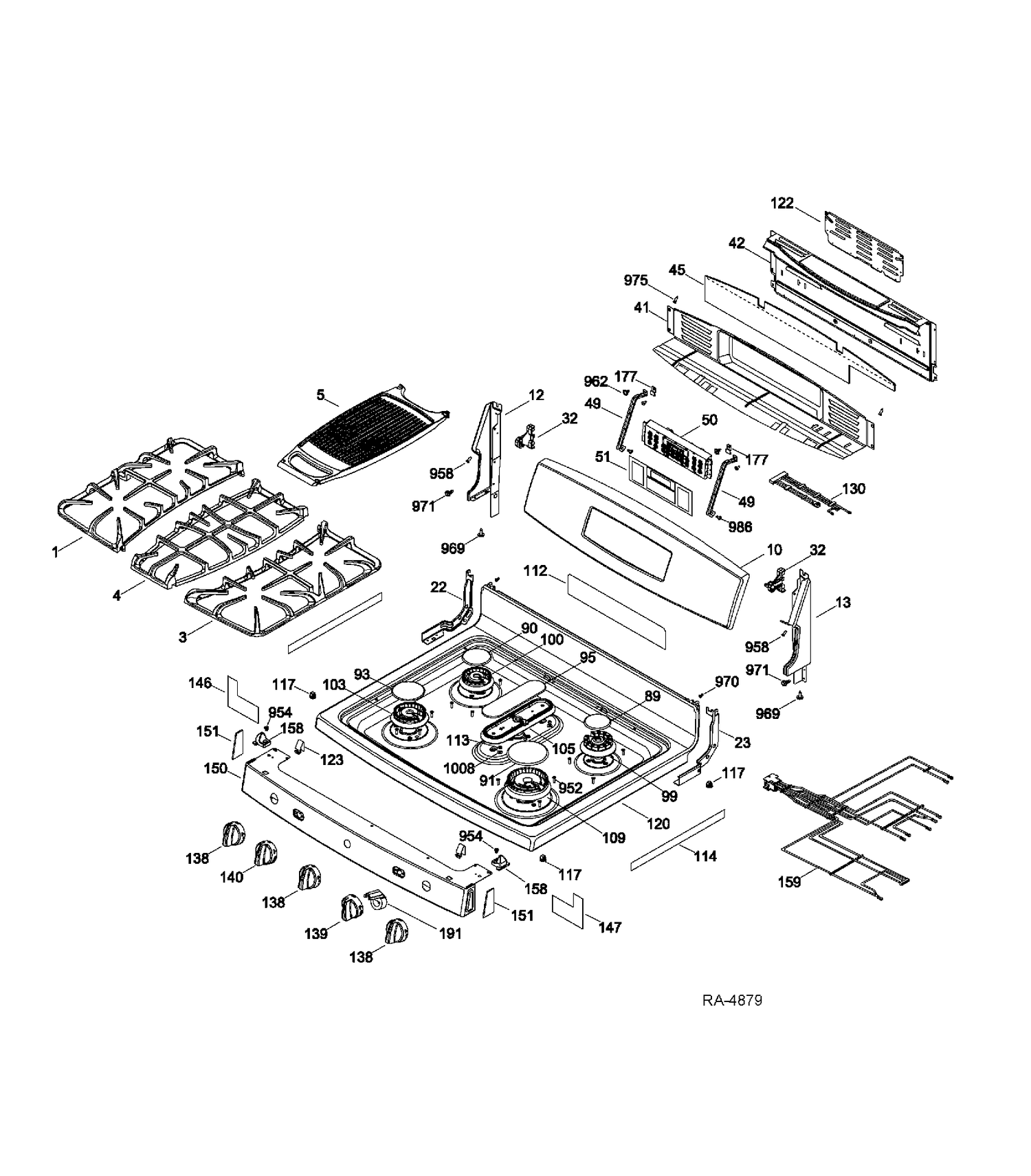 CONTROL PANEL & COOKTOP Diagram and Parts List for PCGB910DET2WW  General Electric Range
