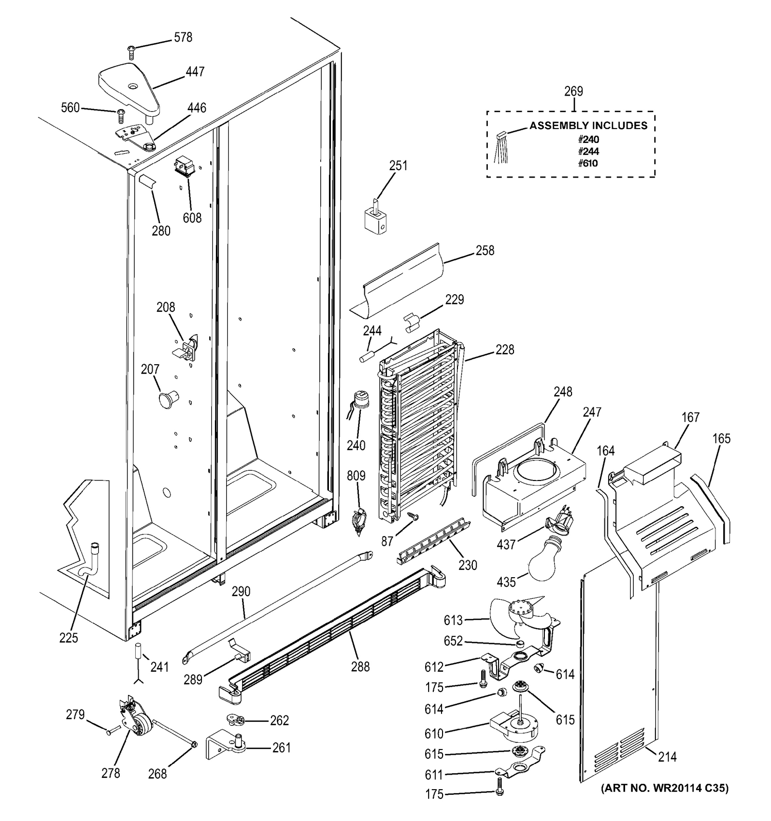 FREEZER SECTION Diagram and Parts List for GSH25JGDEBB  General Electric Refrigerator