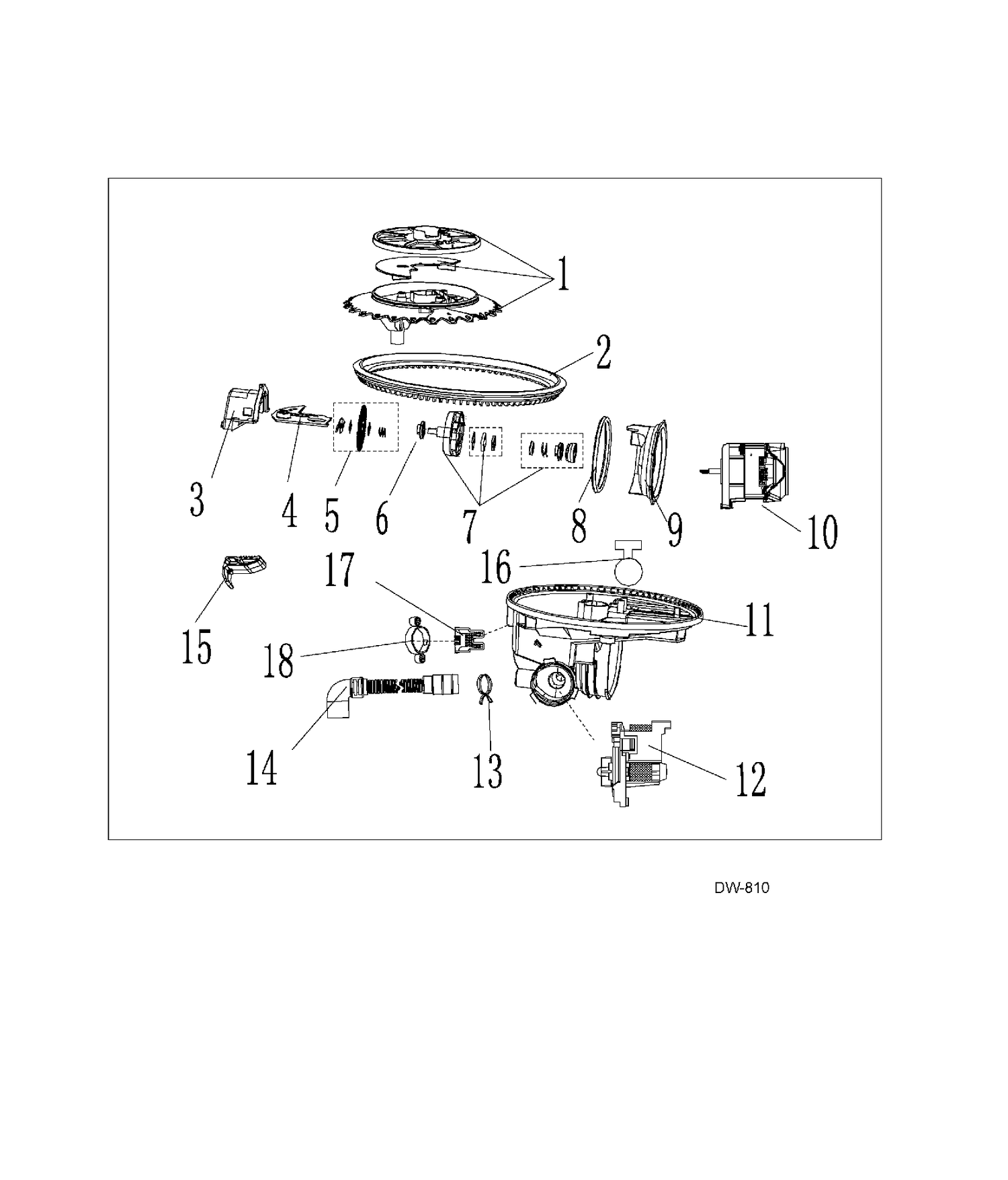 PUMP Diagram and Parts List for GDWF800V02WW  General Electric Dishwasher