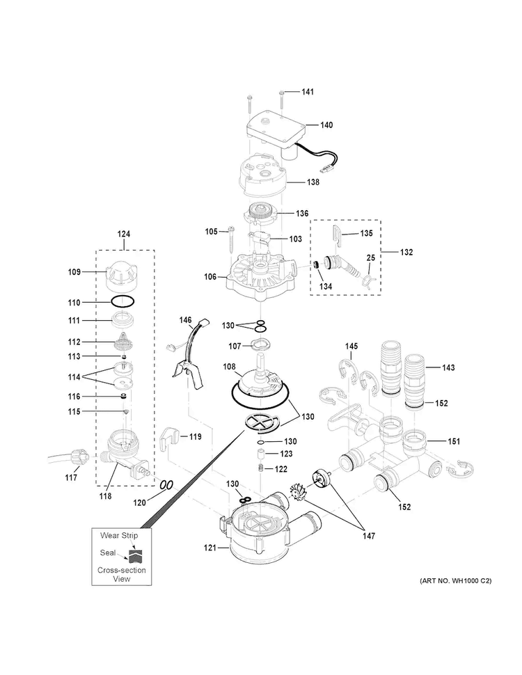 Pump Diagram and Parts List for GXSF30V01  General Electric Water Softener