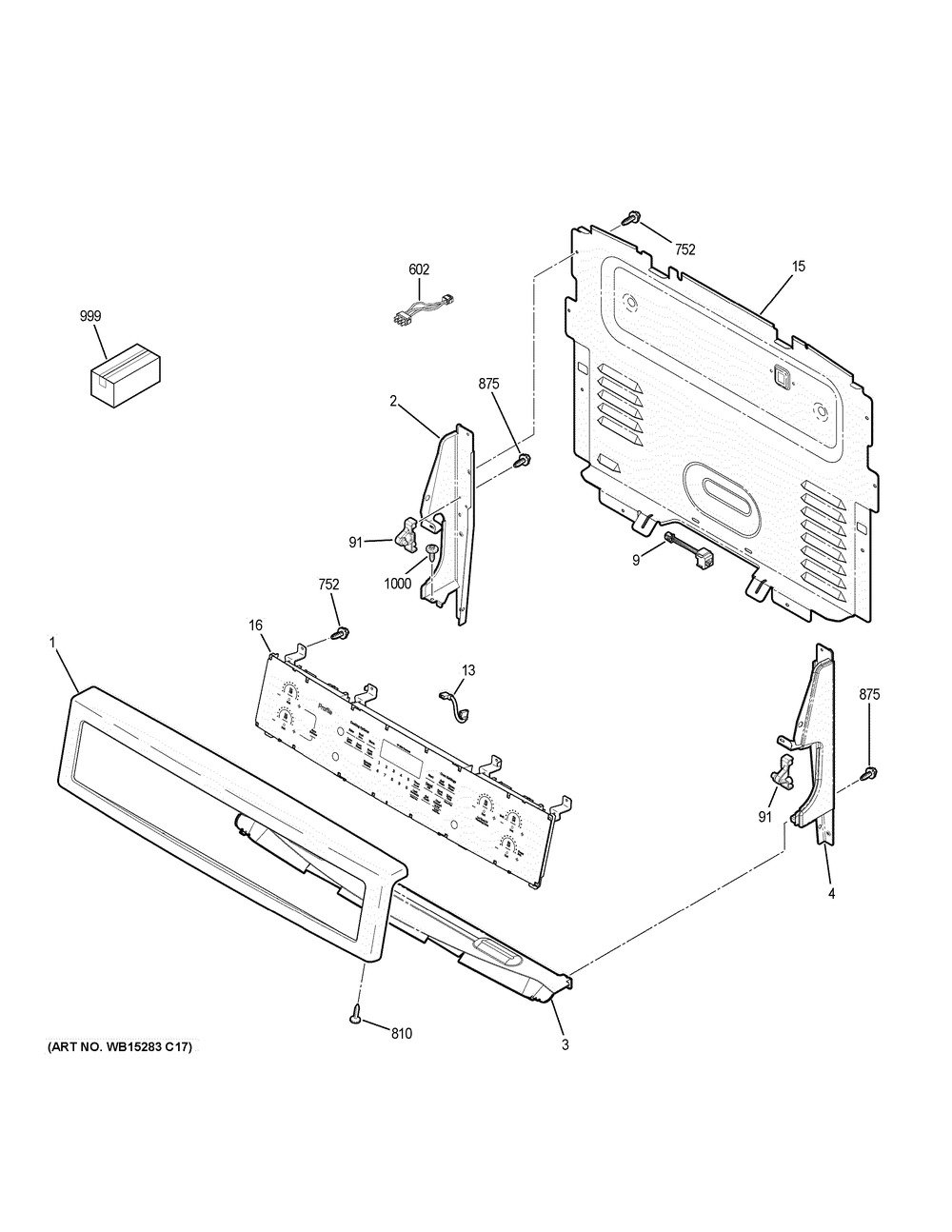 Control Panel Diagram and Parts List for PB911SJ7SS  General Electric Range