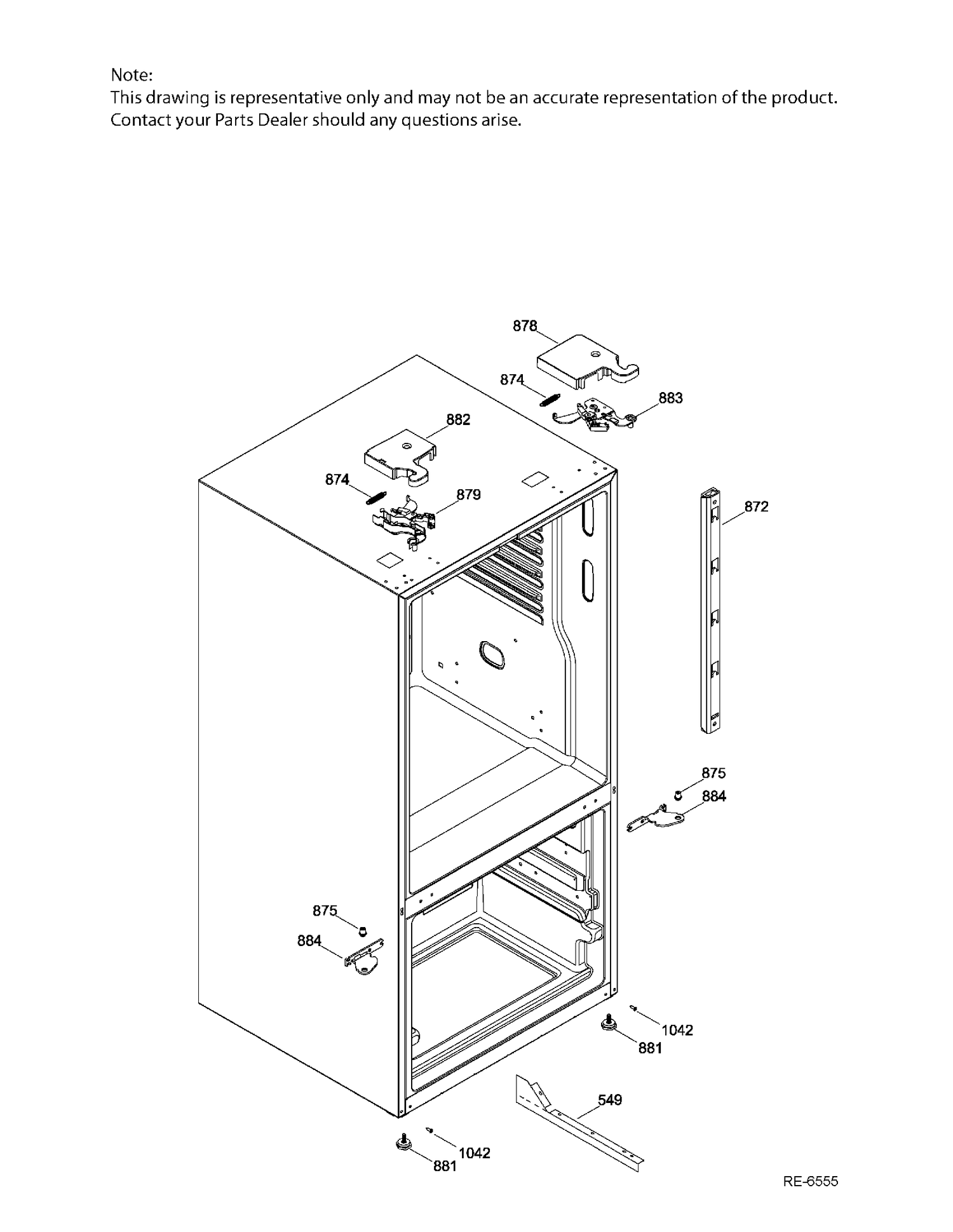HINGE PARTS Diagram and Parts List for PNE21KMKAKES  General Electric Refrigerator