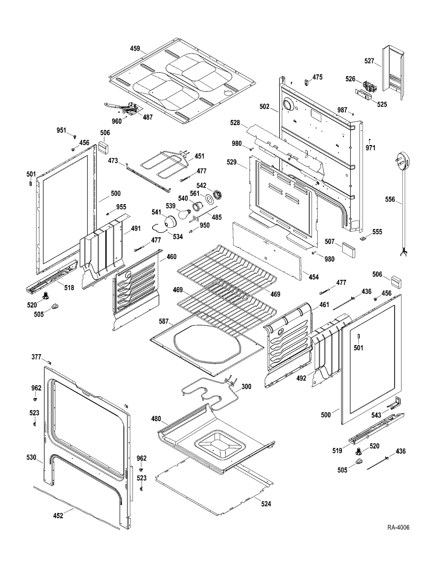 BODY PARTS Diagram and Parts List for JCBP35DP2BB  General Electric Range