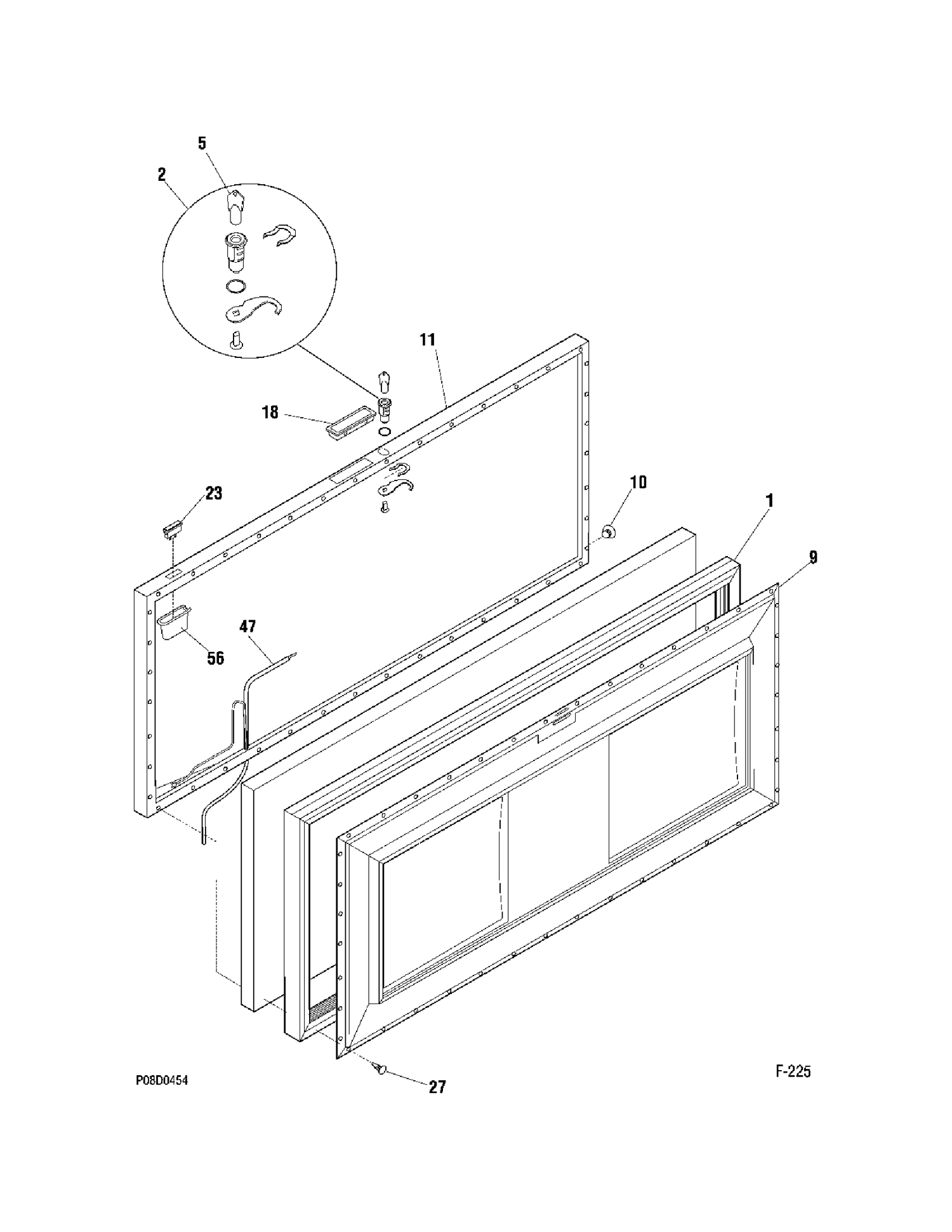 DOOR Diagram and Parts List for FCM7DMHWH  General Electric Freezer