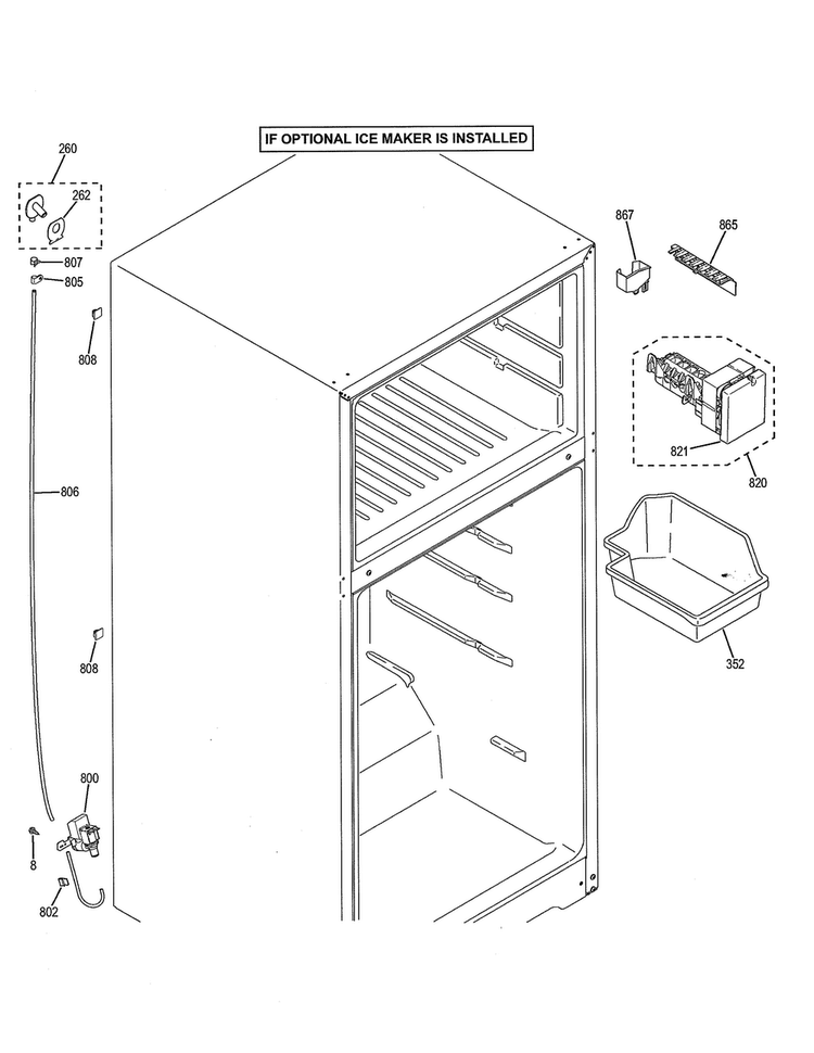 Ice Maker Diagram and Parts List for GTE16DTHBRCC  General Electric Refrigerator