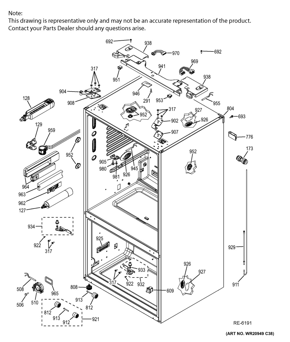Case Parts Diagram and Parts List for ZFGB21HZSS  General Electric Range