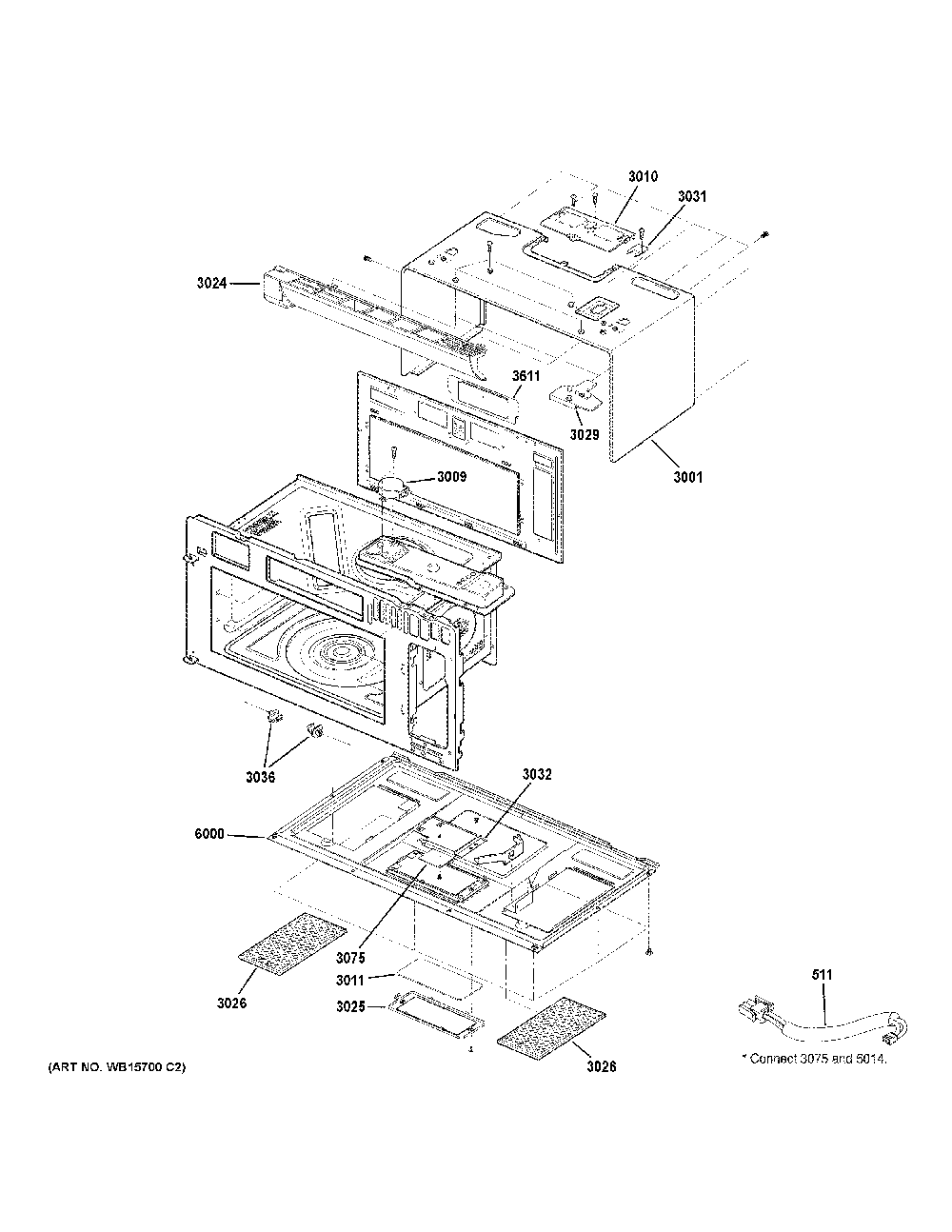 Oven Cavity Parts Diagram and Parts List for PVM9179BR1TS  General Electric Microwave