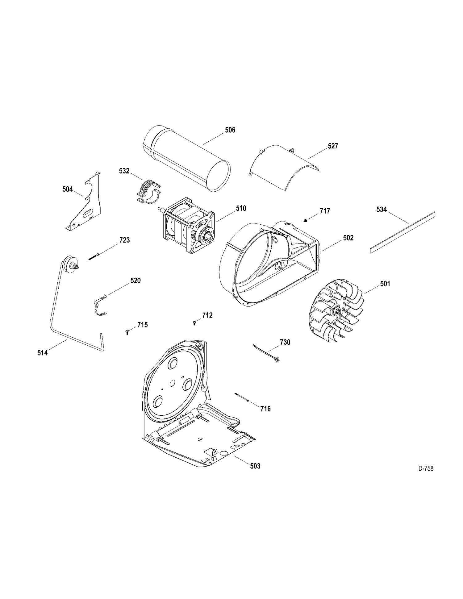 BLOWER-DRIVE Diagram and Parts List for GFMS355EL0MS  General Electric Dryer