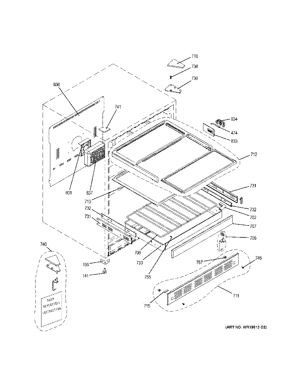 Cabinet & shelves Diagram and Parts List for ZDBR240NDBS  General Electric Wine and Beverage Cooler