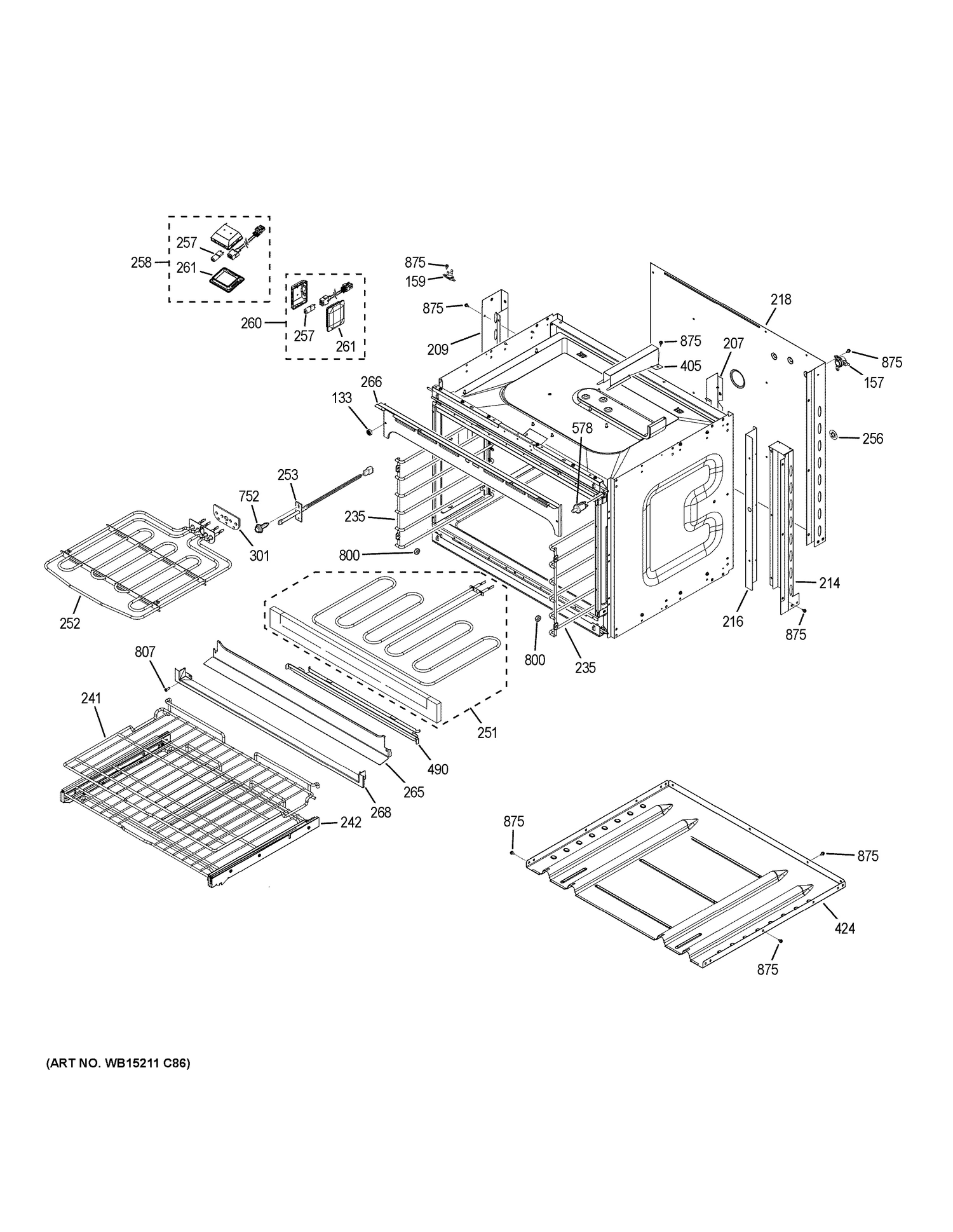 LOWER OVEN Diagram and Parts List for PK7500DF6WW  General Electric Wall Oven