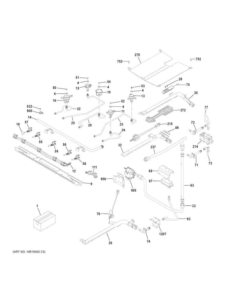 Gas & Burner Parts Diagram and Parts List for JGB860DEJ5BB  General Electric Range