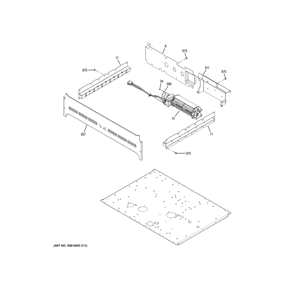 Center Spacer Diagram and Parts List for CTD90DP2N4S1  General Electric Wall Oven