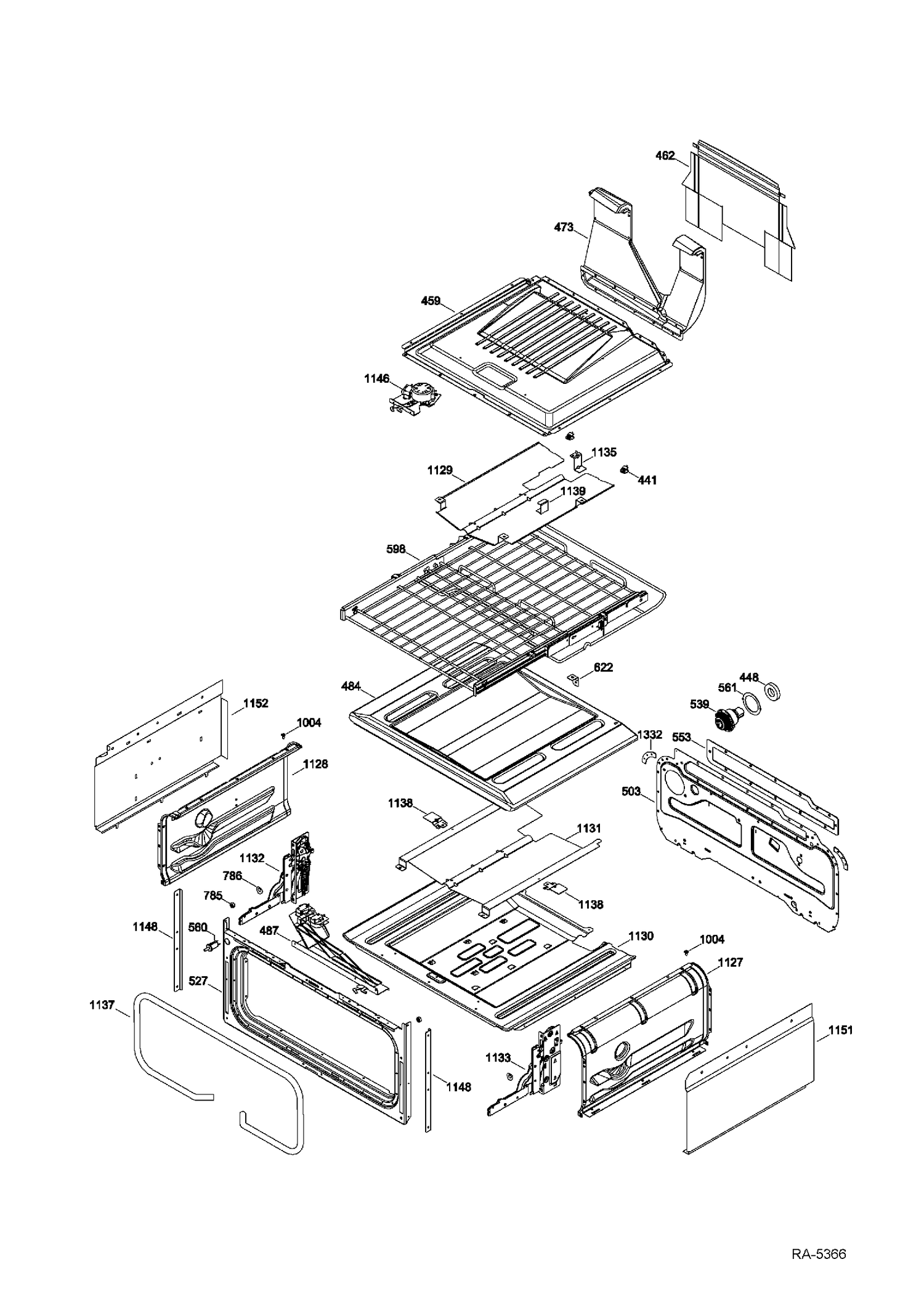 UPPER CHASSIS Diagram and Parts List for PCGB995SET2SS  General Electric Range