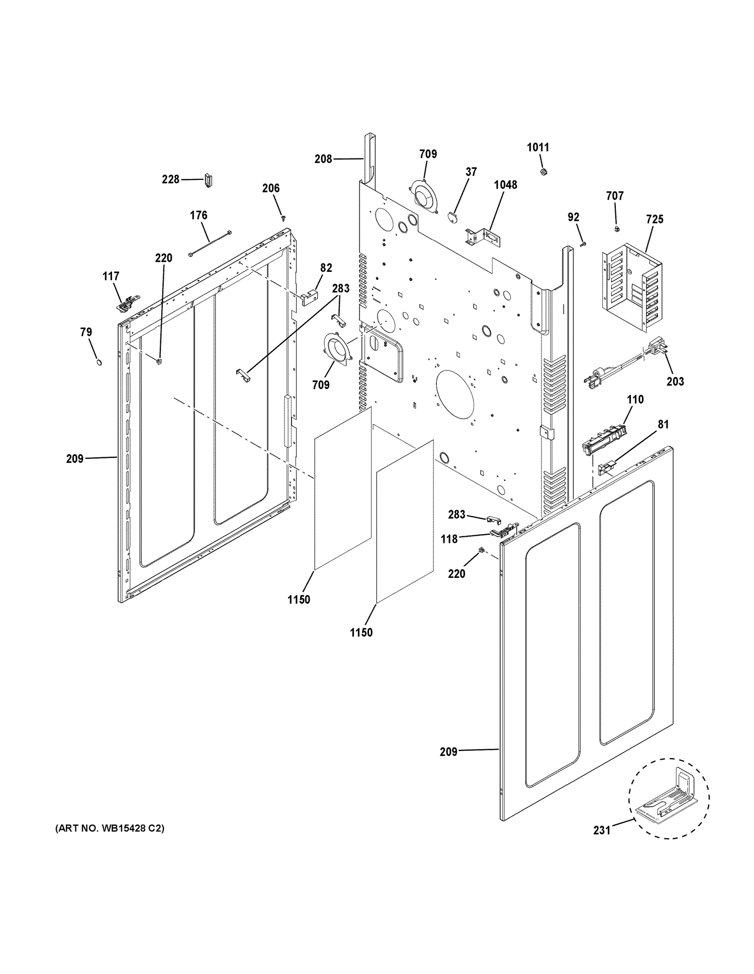 BODY PARTS Diagram and Parts List for PGB980ZEJ4SS  General Electric Range