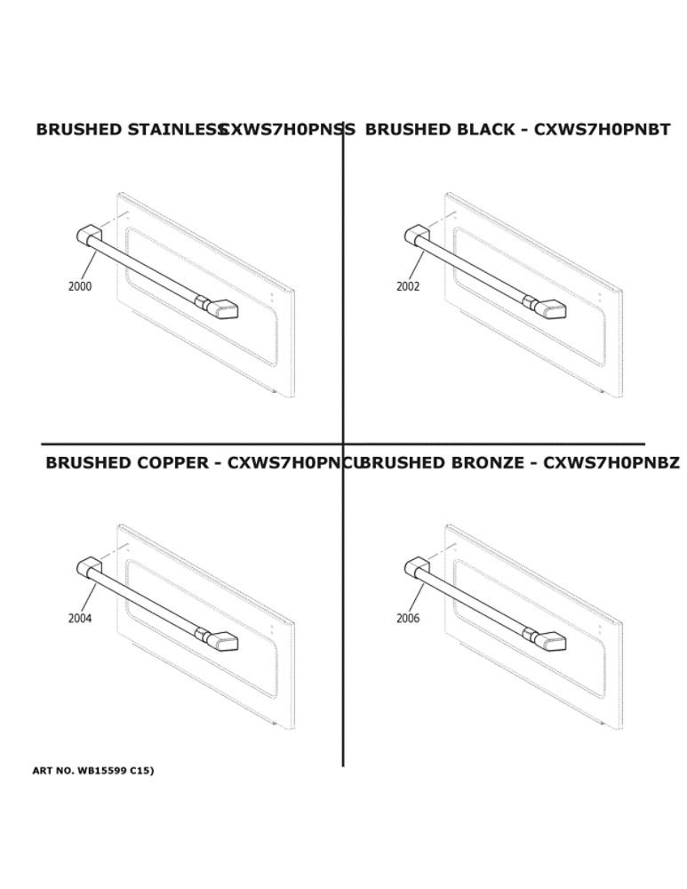 Cafe Customization Diagram and Parts List for CKS70DP2N2S1  General Electric Wall Oven