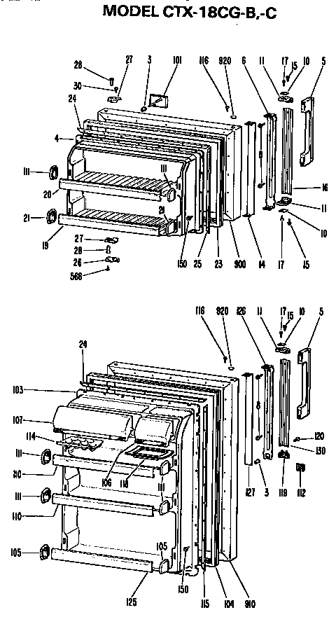 Doors Diagram and Parts List for CTX18CGC  Hotpoint Refrigerator